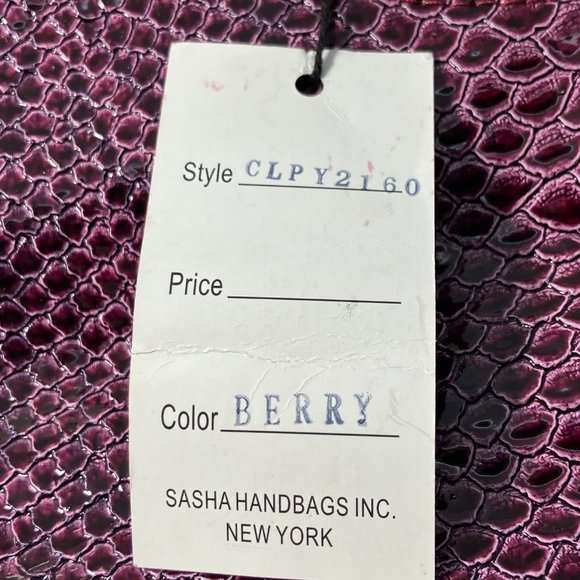 Sasha Handbag Purple  Snake Print Oversize Clutch New w/ tag - Picture 3 of 5